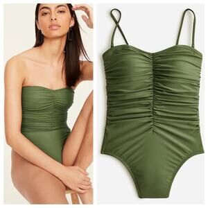 🆕 J. Crew Olive Green Ruched Swimsuit Sweetheart neckline One Piece